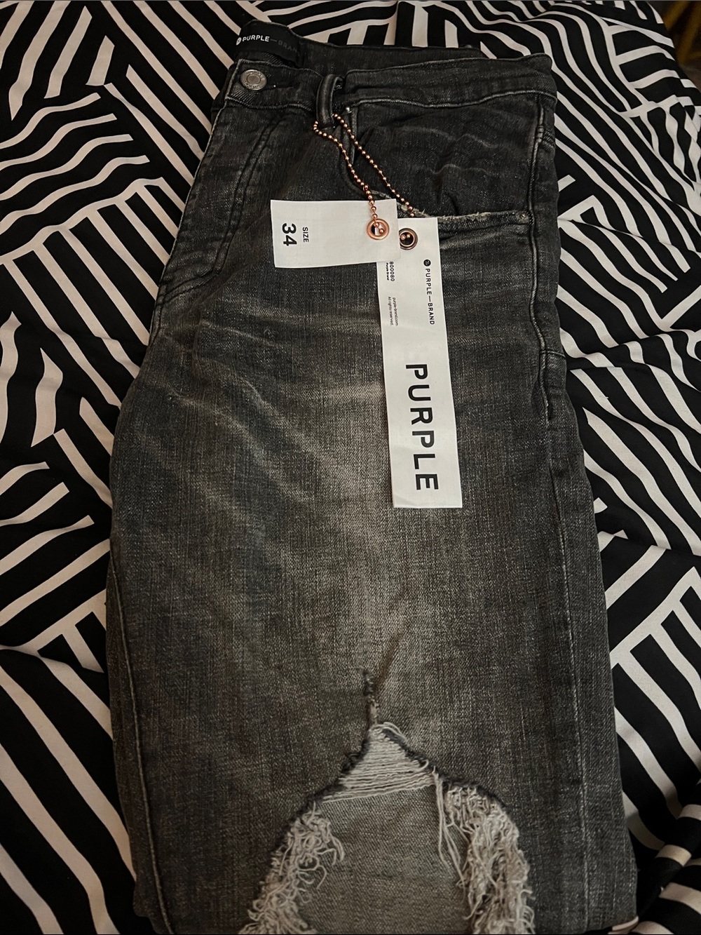 Purple Brand Men’s Black Washed Distressed Jeans